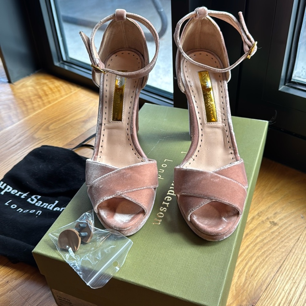 Rupert Sanderson powder pink sandals
